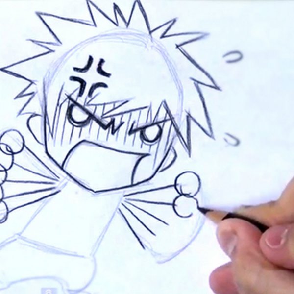 Нарисовать лицо аниме злые