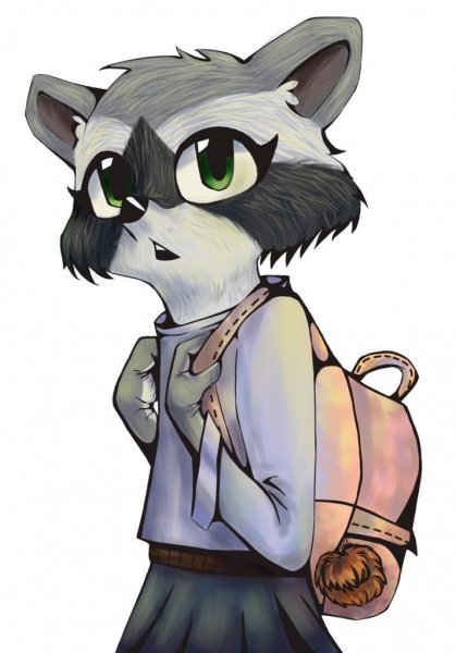 Енот девочка арт