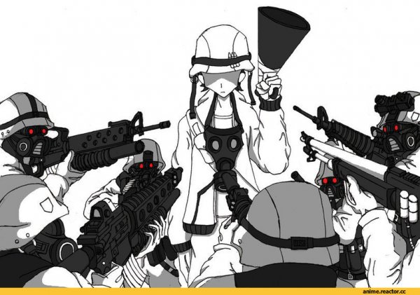 Аниме тян спецназ в противогазе