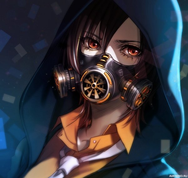 Аниме девушка в респираторе