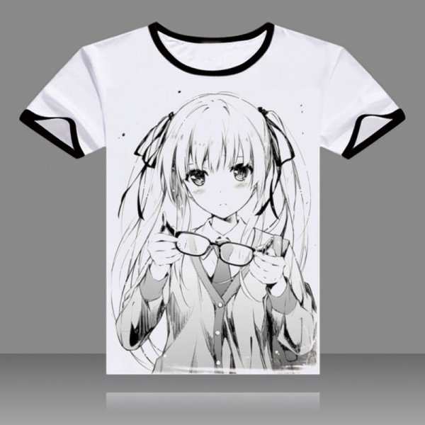 Аниме принт на футболку черно белый