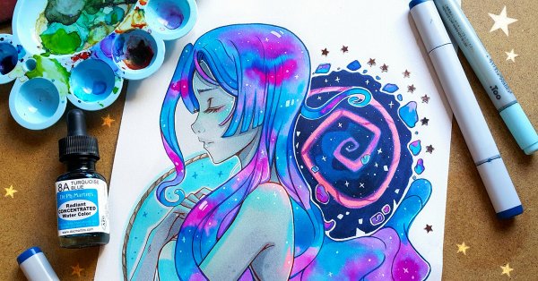 Рисунки фломастерами и красками