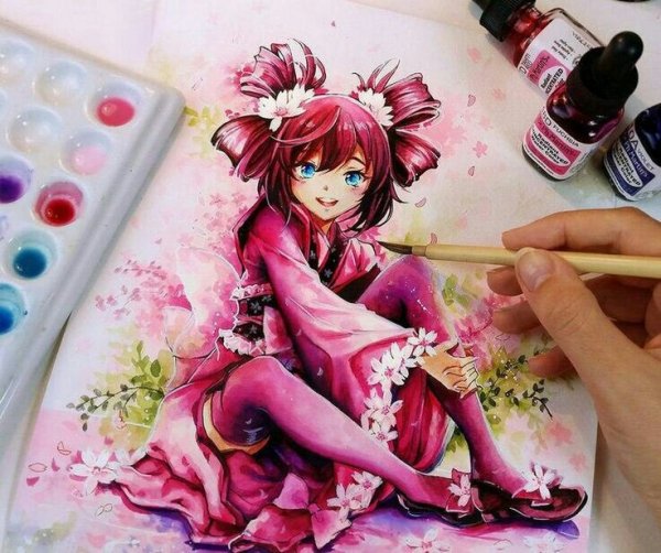 Аниме акварелью