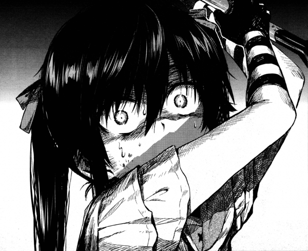 Безумный взгляд аниме девушки