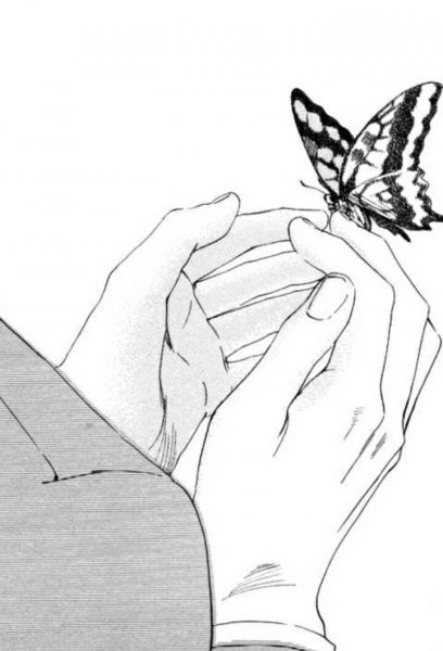Бабочка в руке карандашом