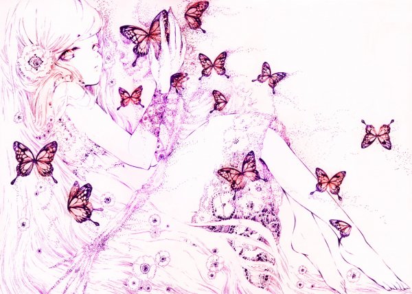 Бабочка в стиле аниме
