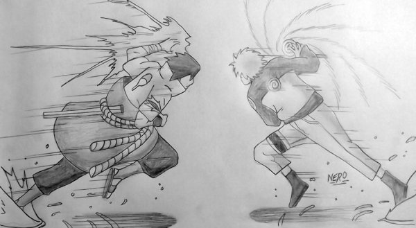 Сражение Наруто и Саске рисунок