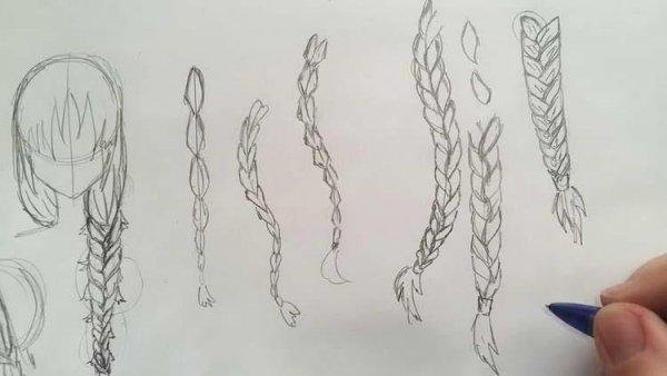 Рисование аниме косички