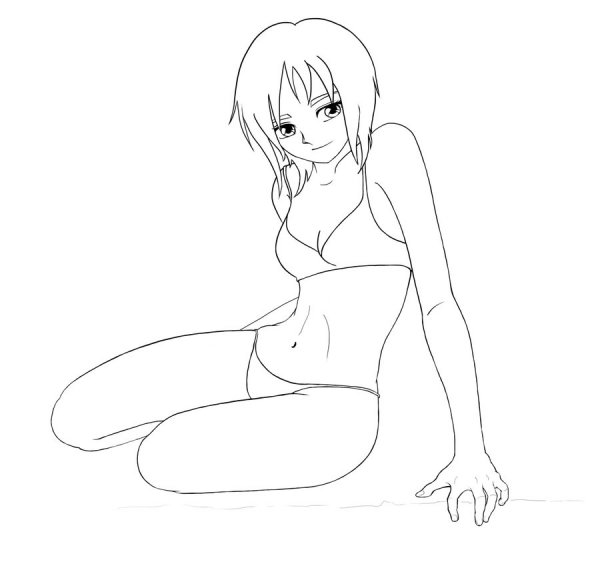 Девушка в купальнике карандашом