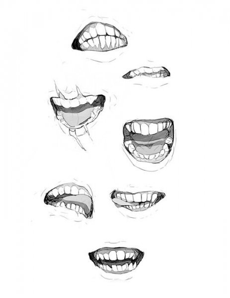 Наброски рта с клыками