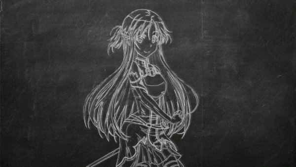 На доске нарисовано аниме
