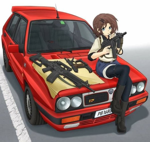 Аниме девушки и автомобили
