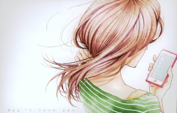 Нарисованная девушка с телефоном