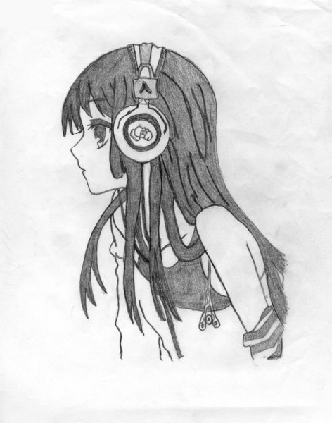 Аниме девушка в наушниках