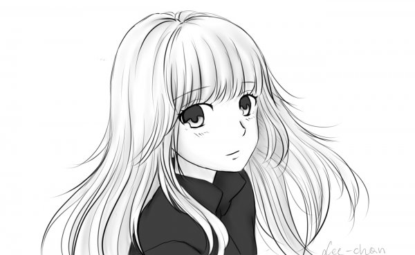 Аниме девочка с длинными волосами для срисовки