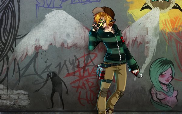 Аниме девушка с баллончиком краски