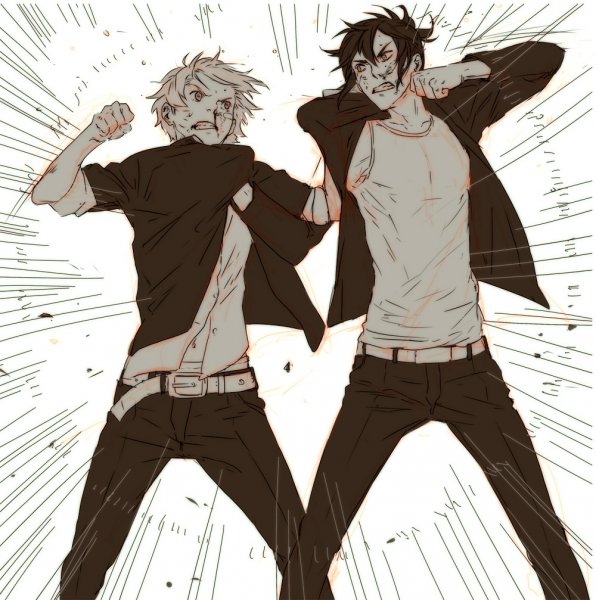 Аниме парни драка