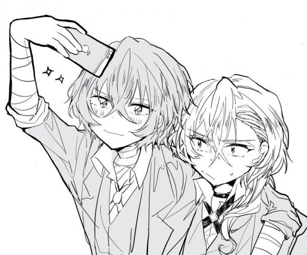 Дазай и Чуя черно белые