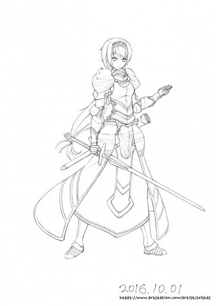 Аниме зарисовка рыцарь