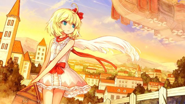 Аниме девушка блондинка с короткими волосами