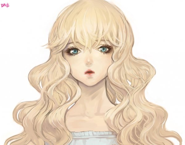 Аниме блондинка с кудрявыми волосами