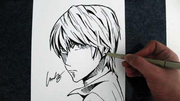 Рю тетрадь смерти карандашом