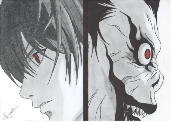 Рисунки тетрадь смерти рюк и Лайт