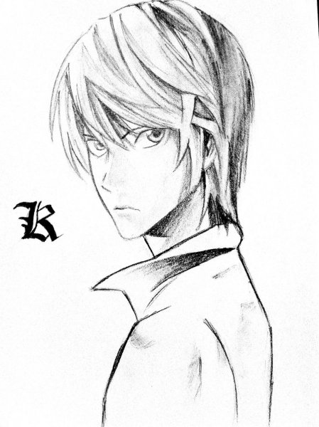 Кира тетрадь смерти для срисовки