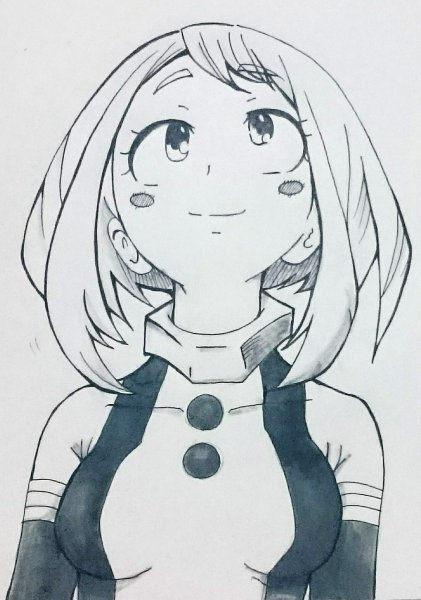 Урарака Очако бело чёрная