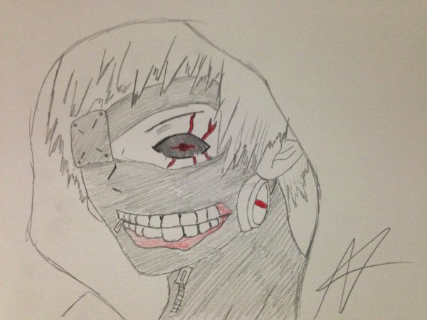 Аниме для срисовки Канеки в маске