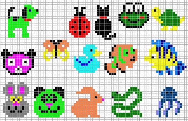 Малинкиерисунки по клеточкам