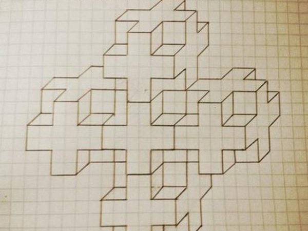 Рисование объемных фигур по клеточкам