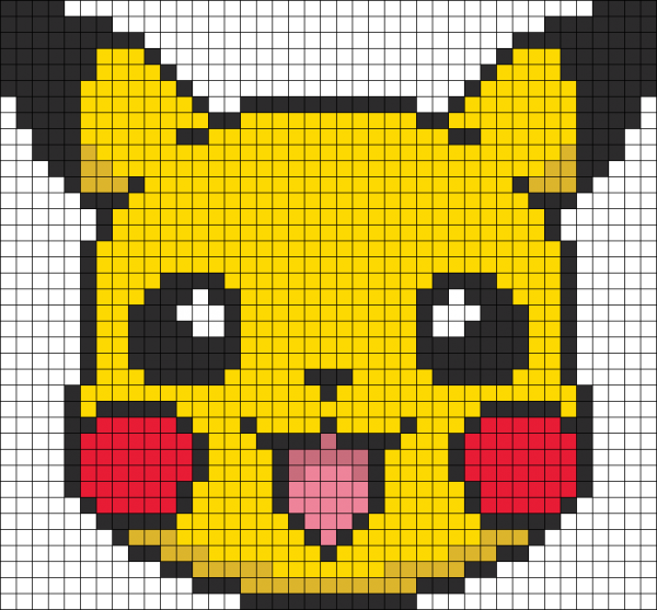 Рисование по клеточкам Пикачу