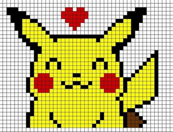 Рисование по клеткам Пикачу