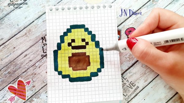 Рисование по клеточкам авокадо