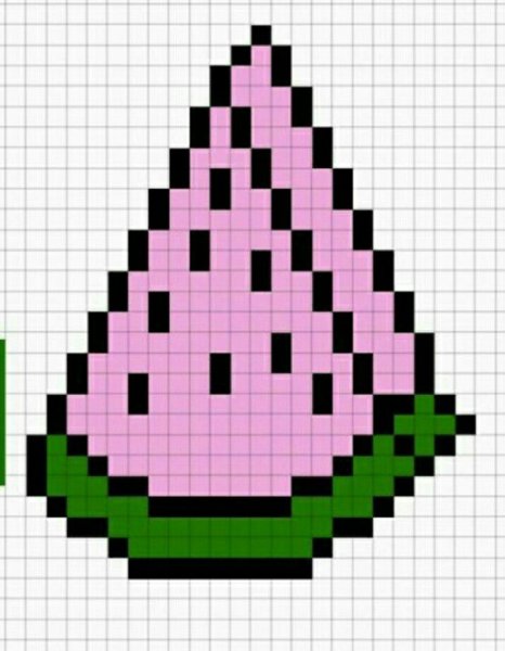 Арбуз по клеточкам в тетради