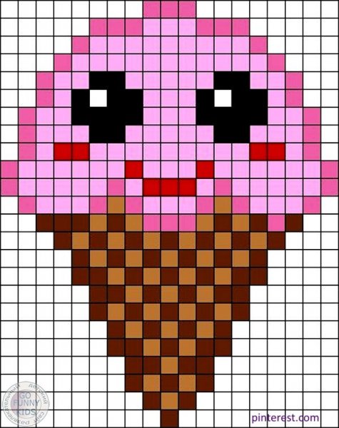 Рисование по клеточкам мороженое