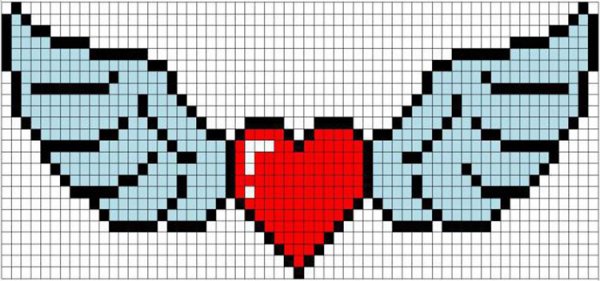 Рисование по клеточкам сердечко