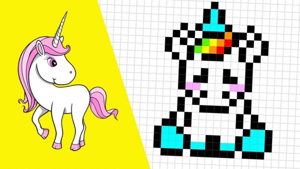 Рисование по клеточкам Единорог