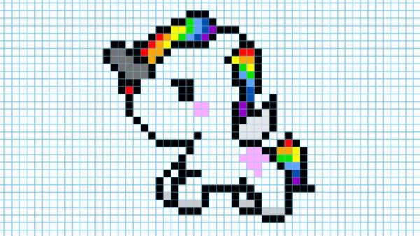 Рисунки по клеточкам Единорог маленький