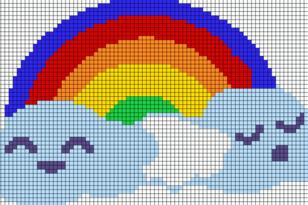 Рисунки по клеточкам радужные