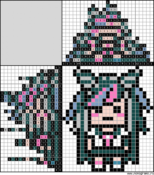 Ибуки Миода пиксельная по клеткам