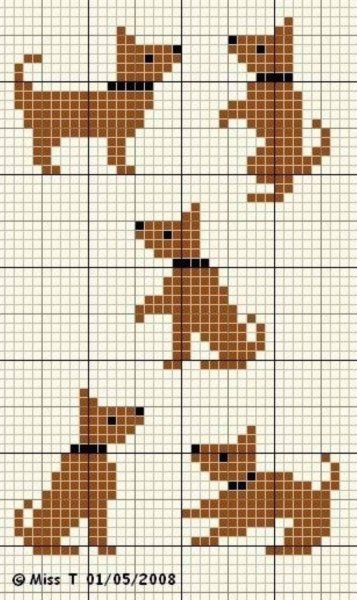 Маленькие вышивки собачек