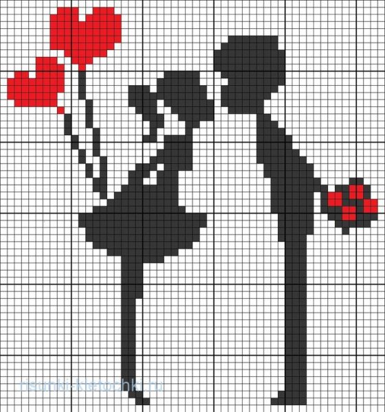 Рисунки по клеточкам любовные