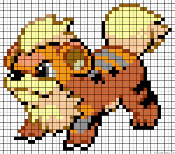 Гроулит покемон вышивка