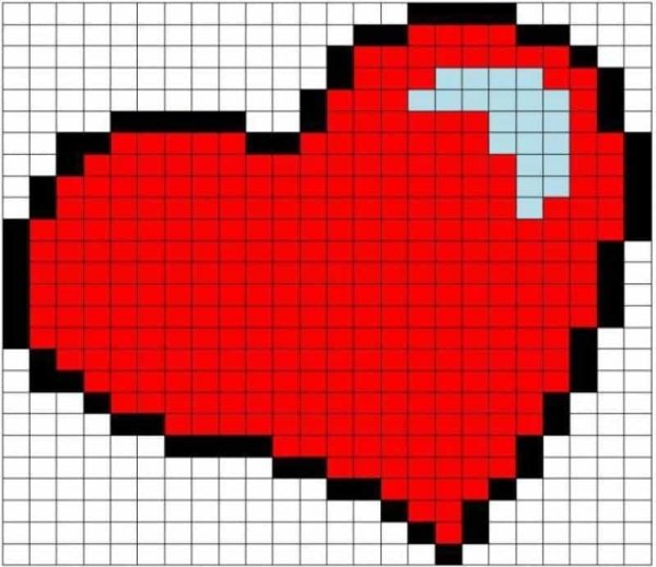 Рисование по клеточкам сердце