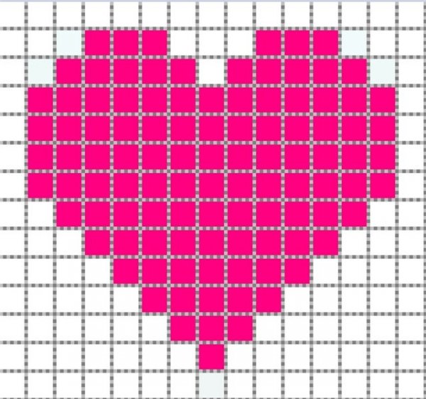 Рисунки по клеточкам сердечки