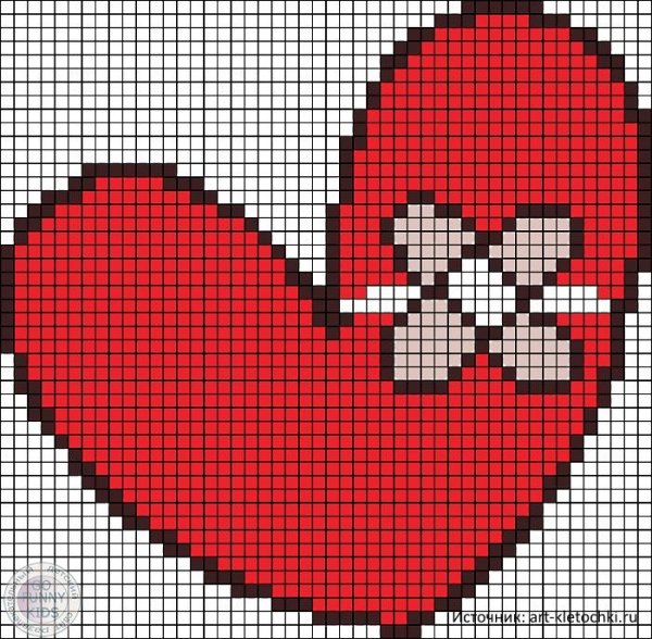 Сердечко в клеточку в тетради