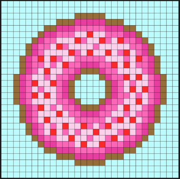 Рисование по клеткам пончик