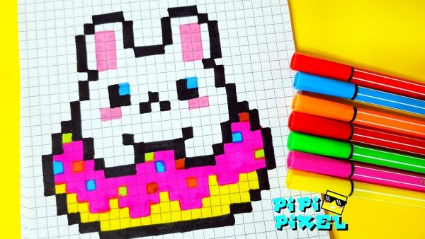 Рисование по клеточкам пончик